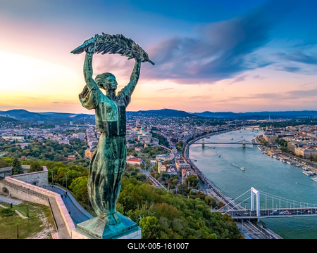 Aerial cityscape of  Gellert Hill, Budapest, Hungary-stock-foto