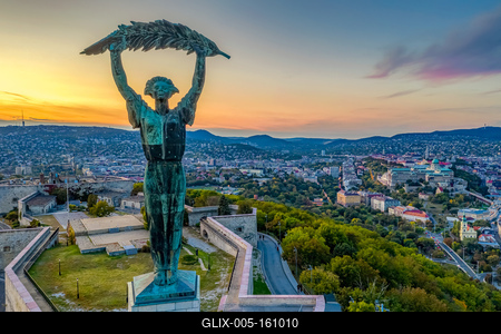 Aerial cityscape of  Gellert Hill, Budapest, Hungary-stock-foto