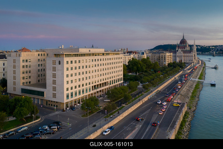 Aerial view of the Hungarian parliament office building, Budapest-stock-foto