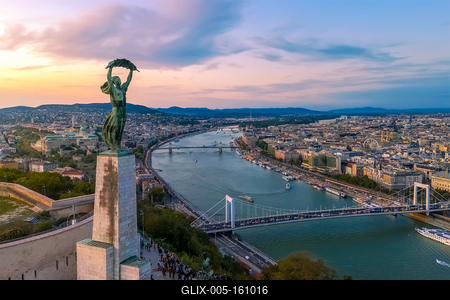Aerial cityscape of  Gellert Hill, Budapest, Hungary-stock-foto