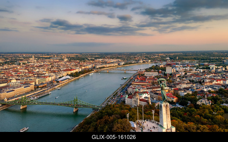 Aerial cityscape of  Gellert Hill, Budapest, Hungary-stock-foto
