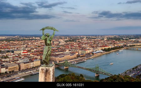 Aerial cityscape of  Gellert Hill, Budapest, Hungary-stock-foto