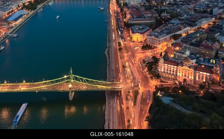 Aerial cityscape of  Gellert Hill, Budapest, Hungary-stock-foto