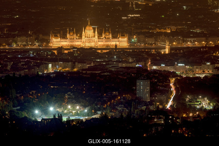 Budapest Night cityscape with Parlaiament-stock-foto