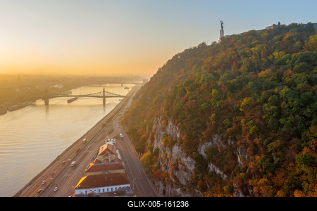 Sunrise aerial view frim  Gellert hill, Budapest, Hungary-stock-foto
