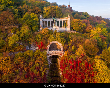 Sunrise aerial view frim  Gellert hill, Budapest, Hungary-stock-foto