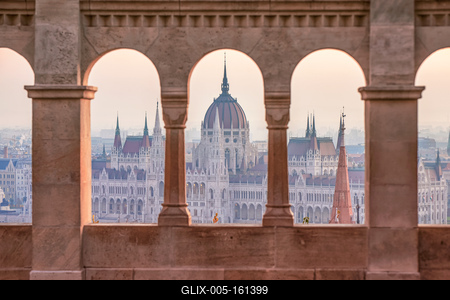 Fisherman's Bastion, Budapest. Image of the Fisherman's Bastion in Budapest, capital city of Hungary, during sunrise-stock-foto