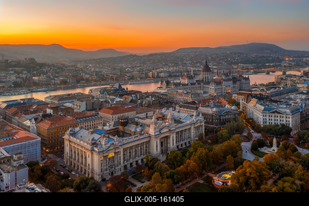Aerial photo about the MTVA Old cheadquarters buliding in Szechenyi square, Budapest, Hungary.-stock-foto