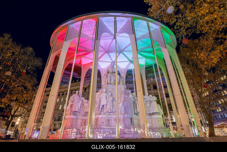 Vorosmarty monument in the heart of Budapest, Hungary-stock-foto