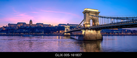 Panoramic photo about Buda castle and Chain bridge-stock-foto