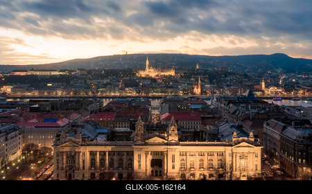 Aerial photo about the MTVA headquarters old buliding in Szechenyi square, Budapest, Hungary.-stock-foto