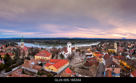 Europe Hungary Szentendre Aerial Cityscape-stock-foto
