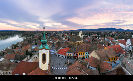 Europe Hungary Szentendre Aerial Cityscape-stock-foto