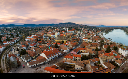 Europe Hungary Szentendre Aerial Cityscape-stock-foto