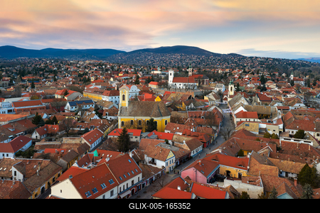 Europe Hungary Szentendre Aerial Cityscape-stock-foto
