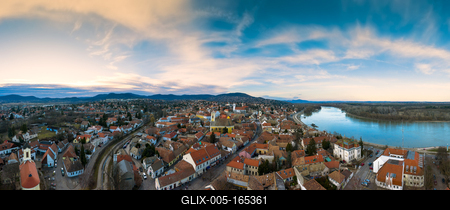 Europe Hungary Szentendre Aerial Cityscape-stock-foto