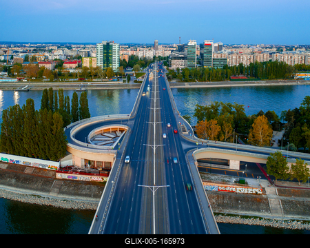 Hungary Budapest. Aerial view about Arpad bridge.-stock-foto