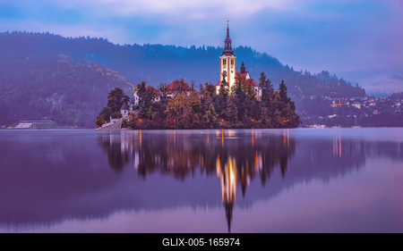 Europe Slovenia Lake Bled island-stock-foto