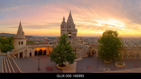 Hungary Budapest. Amazing aerial cityscape about the Fishermans bastion-stock-foto