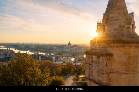 Hungary Budapest. Amazing aerial cityscape about the Fishermans bastion-stock-foto