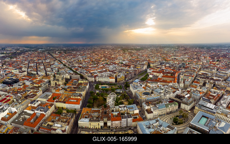 Europe hungary Budapest. Aerial panoramic cityscape about Budapest with epic sky.-stock-foto