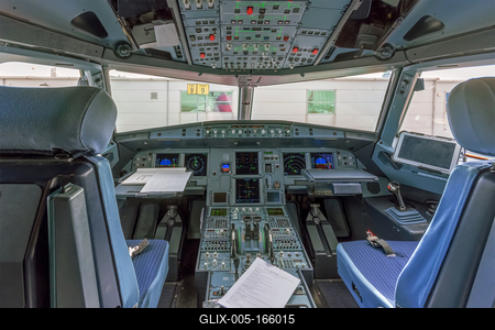 Empty airplane cockpit-stock-foto