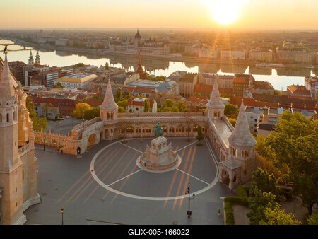Hungary Budapest. Amazing aerial cityscape about the Fishermans bastion-stock-foto