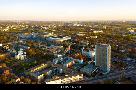 Europe Hungary Budapest. Aerial cityscape near by Nagyvarad square.-stock-foto