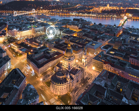 Europe Hungary Budapest aerial night cityscape-stock-foto