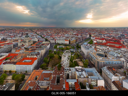 Europe hungary Budapest. Aerial panoramic cityscape about Budapest with epic sky.-stock-foto