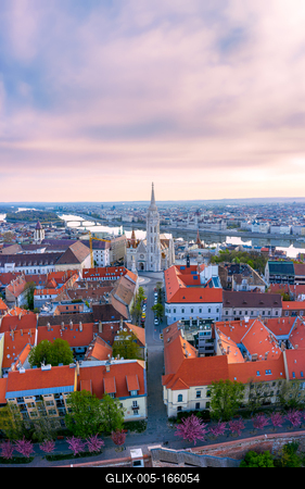 Europe Hungary Budapest Matthias chrurch Fishemrans bastion. Aerial cityscape. colorful.-stock-foto