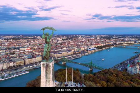Aerial Budapest cityscape form Gellert Hill.-stock-foto