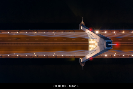 Hungary Budapest. Splendid aerial photo about the Megyeri bridge in border of Budapest. This bridge connect the M3 Highway with 11 road. A part of M0 ring road. Newest bridge of city. The bridge was handed over in 2008-stock-foto