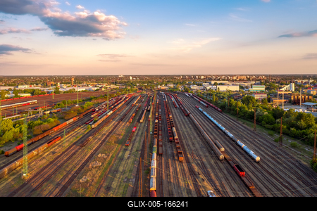 Hungary Budapest. Marshsalling yard with onl few trains-stock-foto