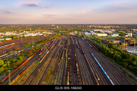 Hungary Budapest. Marshsalling yard with onl few trains-stock-foto