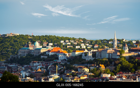 Hungary Budapest. Aerial cityscape about the historical Buda side-stock-foto