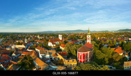 Hungary Szentendre. Aerial cityscape about the downtown-stock-foto