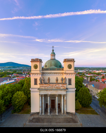 Hungary Vac City. Amazing aerial citycape with cathedral-stock-foto