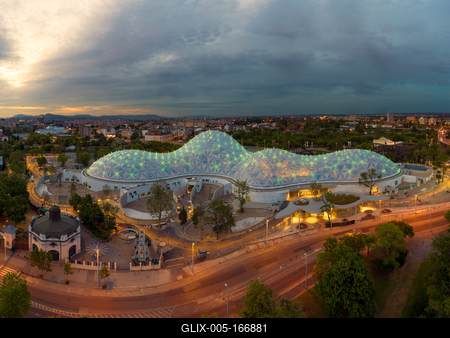 New building in Budapest zoo what name is Pannon Park-stock-foto