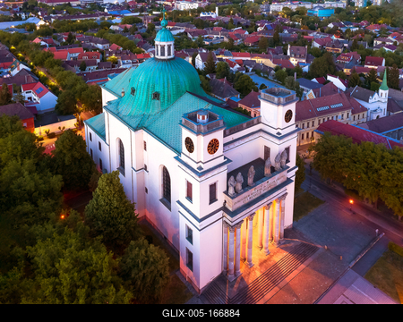 Hungary Vac City. Amazing aerial citycape with cathedral-stock-foto