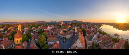 Hungary Szentendre. Aerial panoramic cityscape about the downtown-stock-foto