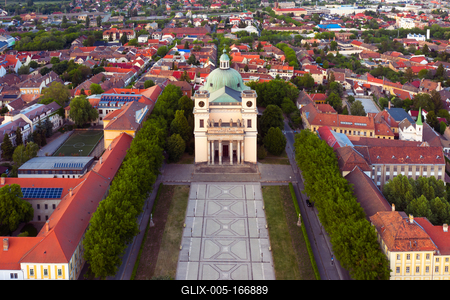 Hungary Vac City. Amazing aerial citycape with cathedral-stock-foto