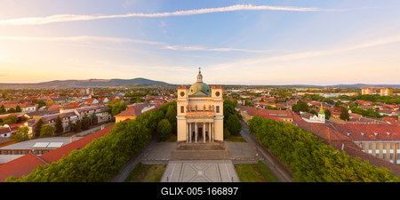 Hungary Vac City. Amazing aerial citycape with cathedral-stock-foto