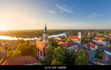 Hungary Szentendre. Aerial cityscape about the downtown-stock-foto