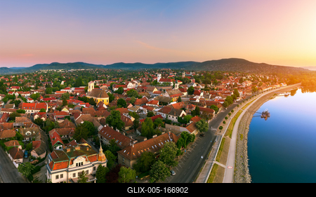 Amazing aerial cityscape about a Beautiful little city near by Budapest. Szentendre city Hungary-stock-foto