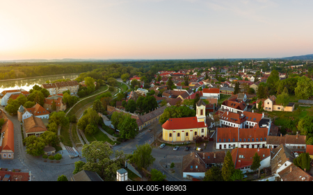 Hungary Szentendre. Aerial cityscape about the downtown.  This place is a little beautiful city near by Budapest with traditional gifts foods and old houses. Next to Danube river-stock-foto