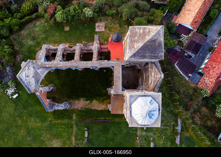 Hungary Zsambek. Premontre Monastery. ruin church.-stock-foto