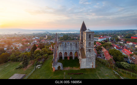 Hungary Zsambek. Premontre Monastery. ruin church.-stock-foto