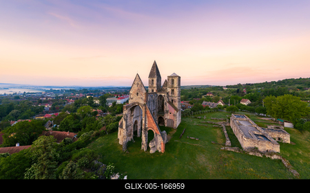 Hungary Zsambek. Premontre Monastery. ruin church.-stock-foto
