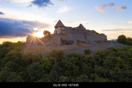 Amazing aerial landscapes about the Visegrad Castle in Hungary-stock-foto